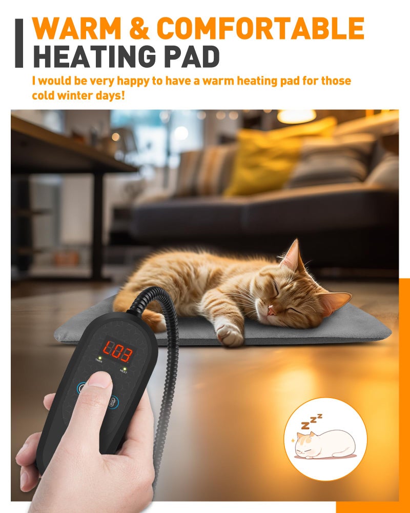 PETNF Pet Heating Pad Temperature Adjustment Dog Anti-bite Puppy with Timer Indoor Waterproof Pet Warming Electric Heated Bed Mat Dog - Image 2